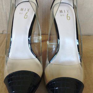 Mix No.Six. Black and clear. Vegan alligator skin toe and heel.